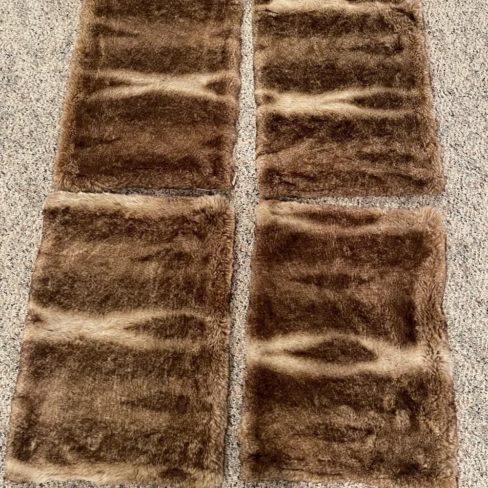 Pottery Barn Brown Faux Fur Table Placemats (Set of 4)